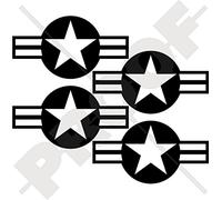 StickersWorld États Unis Armée de l'Air Roundel Aéronef USAF, US Navy, USMC, Army, 70mm Vinyl Stickers x4, Autocollant- Choix DE 22 Couleurs