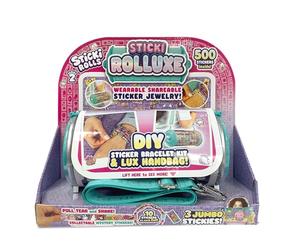 Sticki Rolls Sticki Rolluxe Série 2 Sac à Main Glamour + kit de Loisirs créatifs Comprenant 3 Autocollants géants, Fournitures pour 10 Bracelets et 2 pendentifs