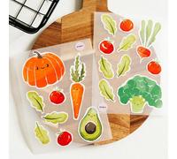Stickly Ecusson Thermocollant Légumes A5 Kit pour Textiles 2 Feuilles Thermocollants | Déco Réparation T-shirts Jeans Vestes | Patchs Avocat, Citrouille, Carotte pour Enfants Bébés