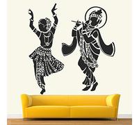 StickMe « Lord - Radhe Krishna - Dieu hindou - Radha - Krishna - avec flûte - Amour - Romantique - Créatif - Coloré - Autocollant mural » - SM701 (Multicolore, vinyle - 90 cm x 90 cm)