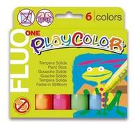 Sticks de Peinture Gouache Solide 10g - Playcolor Fluo One - 6 couleurs assorties - 10431 Assortiments G