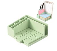 Sticky Note Dispenser with Stencil & Pen Holder - Fits 3x3 & 4x4 Pads | 4.37"x3.94"x1.97" ABS Construction, Built-in Sheet Music/Line Drawing Stencil, Integrated Pen Holder Slot for 3x3/4x4 Pads