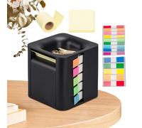Sticky Notes Box - Cube Paper Holding Station, Sliding - Memo | Plateau distributeur - 8,5 x 8,5 x 8,5 cm - Section organisée à clip - Séparateur d'onglets lumineux - Utilisé pour