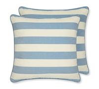 Sticky Toffee Housse de Coussin à Rayures Classique, Lot de 2 | Crème Bleu | 45 x 45 cm | Housse de Coussin Seulement