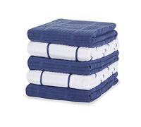 Sticky Toffee - Lot de 5 Serviettes de Cuisine absorbants 100% Coton - 40,6 x 71 cm - Bleu - Idéal pour Bar et Cuisine