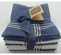 Sticky Toffee Lot de 5 torchons de cuisine 100 % coton, absorbants, résistants, à séchage rapide et lavables en machine - Accessoires de décoration d'intérieur et de salle de bain - Bleu gaufré et