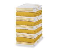 Sticky Toffee - Lot de 9 serviettes de cuisine absorbants 100% coton - 40,6 x 71 cm - Jaune - Idéal pour bar et cuisine