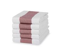 Sticky Toffee Torchon en Coton à Rayures Doubles | Lot de 5 | 100% Coton | Rouge | 50 x 70 cm | Absorbant, Verre, Cuisine, Chiffons, Restaurant, Bar