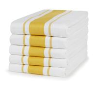 Sticky Toffee torchon en Coton rayé | Lot de 5 | 100% Coton | Jaune | 50 x 70 cm | Chiffons de Cuisine en Verre Absorbant du Bar du Restaurant