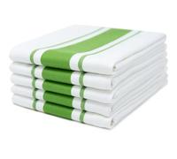 Sticky Toffee torchon en Coton rayé | Lot de 5 | 100% Coton | Vert | 50 x 70 cm | Chiffons de Cuisine en Verre Absorbant du Bar du Restaurant