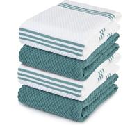 Sticky Toffee Torchons 100% Coton | Lot de 4 torchons de Cuisine | 40,6 x 71 cm | Aqua Bleu | Chiffons de Cuisine en Verre absorbants Doux de Barre de Restaurant