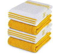 Sticky Toffee Torchons 100% Coton | Lot de 4 torchons de Cuisine | 40,6 x 71 cm | Jaune | Chiffons de Cuisine en Verre absorbants Doux de Barre de Restaurant