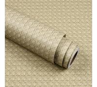 Stickyart Papier Adhesif pour Meuble effet Rotin Autocollant Motif 3D Texturé Marron 60cm x 400cm Papier Peint Carrelage Adhesif Mural Cuisine Papier Peint 3d Imperméable Amovible pour Salle de Bains