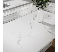 Stickyart Papier Peint Blanc et Gris Marbre Vinyle Adhesif 60X400cm Adhésif pour Meuble Cuisine Imperméable Décoratif Mat Épais Papier Peint Adhésif Mural Blanc pour Plan de Travail Armoire Tableaux