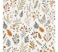 Stickyart Papier peint botanique feuille d'automne à décoller et à coller - Style vintage bohème - Feuilles d'automne - Papier peint autocollant - Marron - Feuille de fougère d'automne - Papier de
