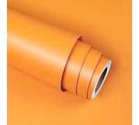 Stickyart Papier Peint Mural Auto Adhesif Orange 60cm x 400cm Rouleau Adhesif pour Meuble Papier Adhesif pour Meuble Revetement Mural Imperméable Amovible Uni-Colore Cuisine Chambre à Coucher