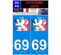 STICKZIF SC69 Autocollant Plaque 69 Lyon, Set de 2
