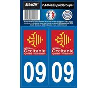 STICKZIF SR09 Autocollant Plaque Département 09, Set de 2