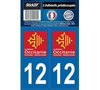 STICKZIF SR12 Autocollant Plaque Département 12, Set de 2