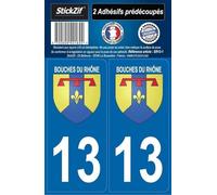 STICKZIF SR13-1 Autocollant Plaque Département 13 Blason Bouches du Rhône, Set de 2