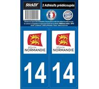 STICKZIF SR14 2 Autocollants Plaque Département 14
