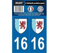 STICKZIF SR16 Autocollant Plaque Département 16, Set de 2