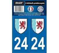 STICKZIF SR24 Autocollant Plaque Département 24, Set de 2