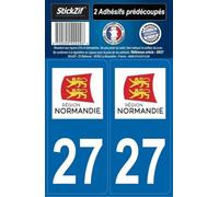 STICKZIF SR27 Autocollant Plaque Département 27, Set de 2