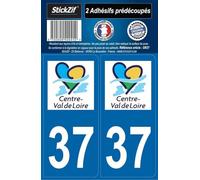 STICKZIF SR37 Autocollant Plaque Département 37, Set de 2