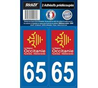 STICKZIF SR65 Autocollant Plaque Département 65, Set de 2