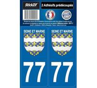 STICKZIF SR77-1 Autocollant Plaque Département 77 Blason Seine et Marne, Set de 2