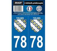 STICKZIF SR78-1 Autocollant Plaque Département 78 Blason Yvelines, Set de 2