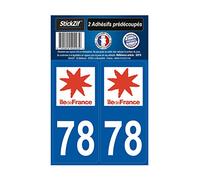 STICKZIF SR78 Autocollant Plaque Département 78, Set de 2 Bleu 2 x 4,5 cm