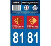STICKZIF SR81 Autocollant Plaque Département 81, Set de 2