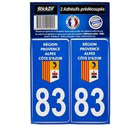 STICKZIF SR83 Autocollant Plaque Département 83, Set de 2 Bleu
