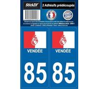 STICKZIF SR85-1 Autocollant Plaque Département 85 Drapeau de la Vendée, Set de 2