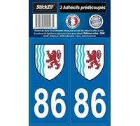 STICKZIF SR86 Autocollant Plaque Département 86, Set de 2