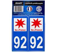 STICKZIF SR92 Autocollant Plaque Département 92, Set de 2