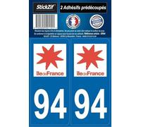 STICKZIF SR94 Autocollant Plaque Département 94, Set de 2