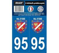 STICKZIF SR95-1 Autocollant Plaque Département 95 Blason Val d'Oise, Set de 2