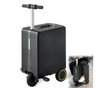 STIDEsknautic Valise Cabine Aluminium Électrique, Valise Trottinette 2-en-1, 36L, Charge 150Kg, Bat-terie Power Bank Black