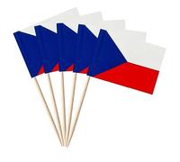 stidsds Lot de 100 drapeaux de la République tchèque avec cure-dents - Mini petits drapeaux de la République tchèque - Décorations pour cupcakes - Bannière pour fête, cocktail, fruits