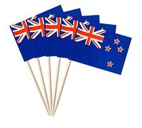 Stidsds Lot de 100 mini cure-dents en forme de drapeaux néo-zélandais - Décorations pour cupcakes, cocktails et fruits