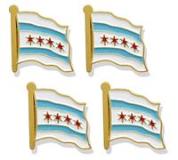 stidsds Lot de 4 pin's en forme de drapeau américain de Chicago - Épinglettes en émail pour costume et agitation patriotique en métal pour chapeau et sac à dos, Métal, Alliage.