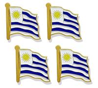 stidsds Lot de 4 pin's en forme de drapeau de l'Uruguay - Épinglettes en métal émaillé pour costume et sac à dos - Pour costume et agitation patriotique, Métal, Alliage.