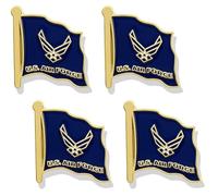 stidsds Lot de 4 pin's en forme de drapeau des ailes de l'armée de l'air américaine - Épinglettes de drapeau militaire en émail pour homme et femme - Badge patriotique en métal pour souvenir de
