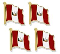 stidsds Lot de 4 pin's en forme de drapeau du Pérou - En émail - Pour costume et sac à dos - Pour costume et sac à dos, Métal, Alliage.