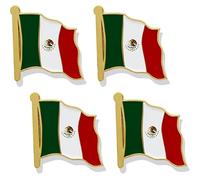 stidsds Lot de 4 pin's en forme de drapeau mexicain en émail pour costume et sac à dos, Métal, Alliage.