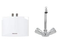 STIEBEL ELTRON 205969 Mini chauffe-eau hydraulique DNM 3 + MAZ avec robinet à 2 poignées pour lavabo à main, 3,5 kW, avec prise 230 V, certifié VDE
