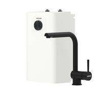 STIEBEL ELTRON Petit chauffe-eau SNU 5 Plus avec robinet noir mat MAE-B (robinet de cuisine), très compact, fonction anti-goutte/thermostop, chauffe-eau basse pression de 5 litres avec prise, 2 kW